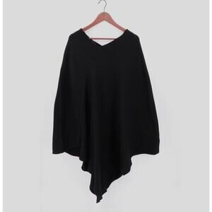 FRAKTURA Poncho Sweater Womens 2XL 3XL‎ Black Knit Ribbed Lagenlook Bulgaria